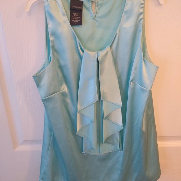 Aqua-Colored Covington Blouse, Sleeveless - Picture 3 of 9